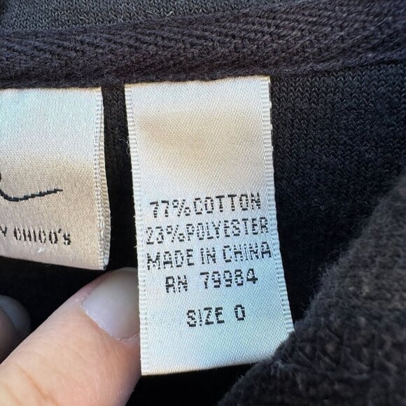 Spa By Chicos Vintage Y2K Womens Black Velour Velvet Zip Front Hoodie Jacket 0 - Picture 5 of 9